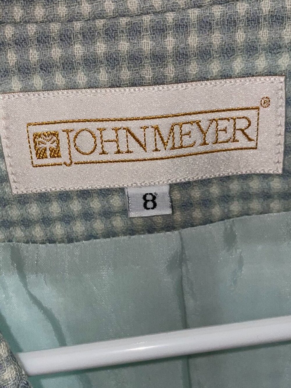 Vintage John Meyer Womens Gingham Blazer Jacket Mint Green White Size 8 USA - Picture 5 of 5